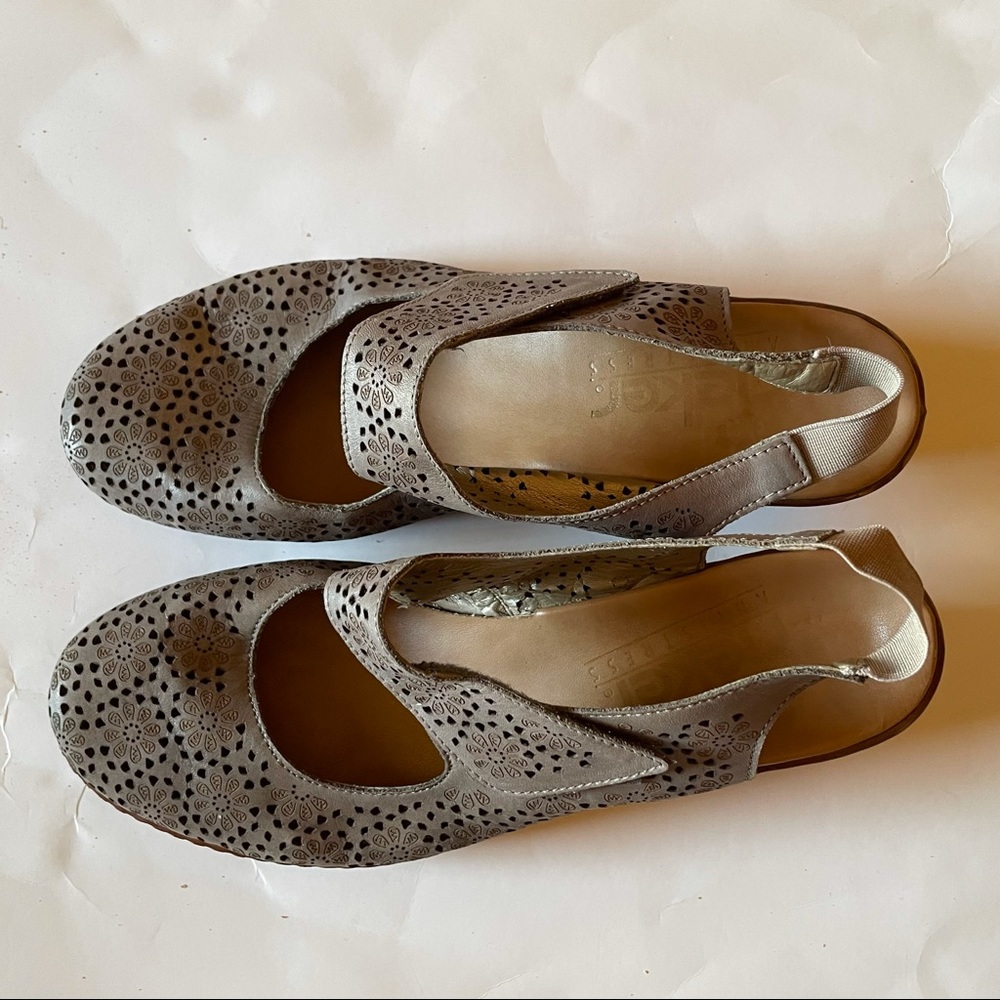 Rieker Mirjam Women's Taupe Laser Cut Scallop Toe Mary Jane Shoes Size 36